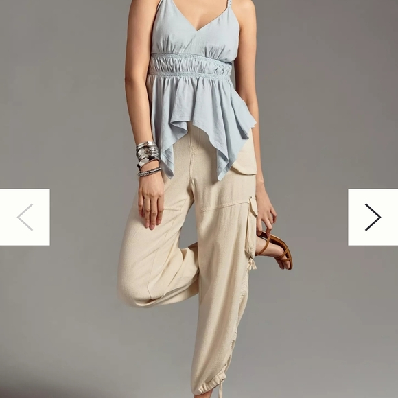 Anthropology Light Blue Assymetrical Boho V-neck Sleeveless Top - Picture 7 of 7